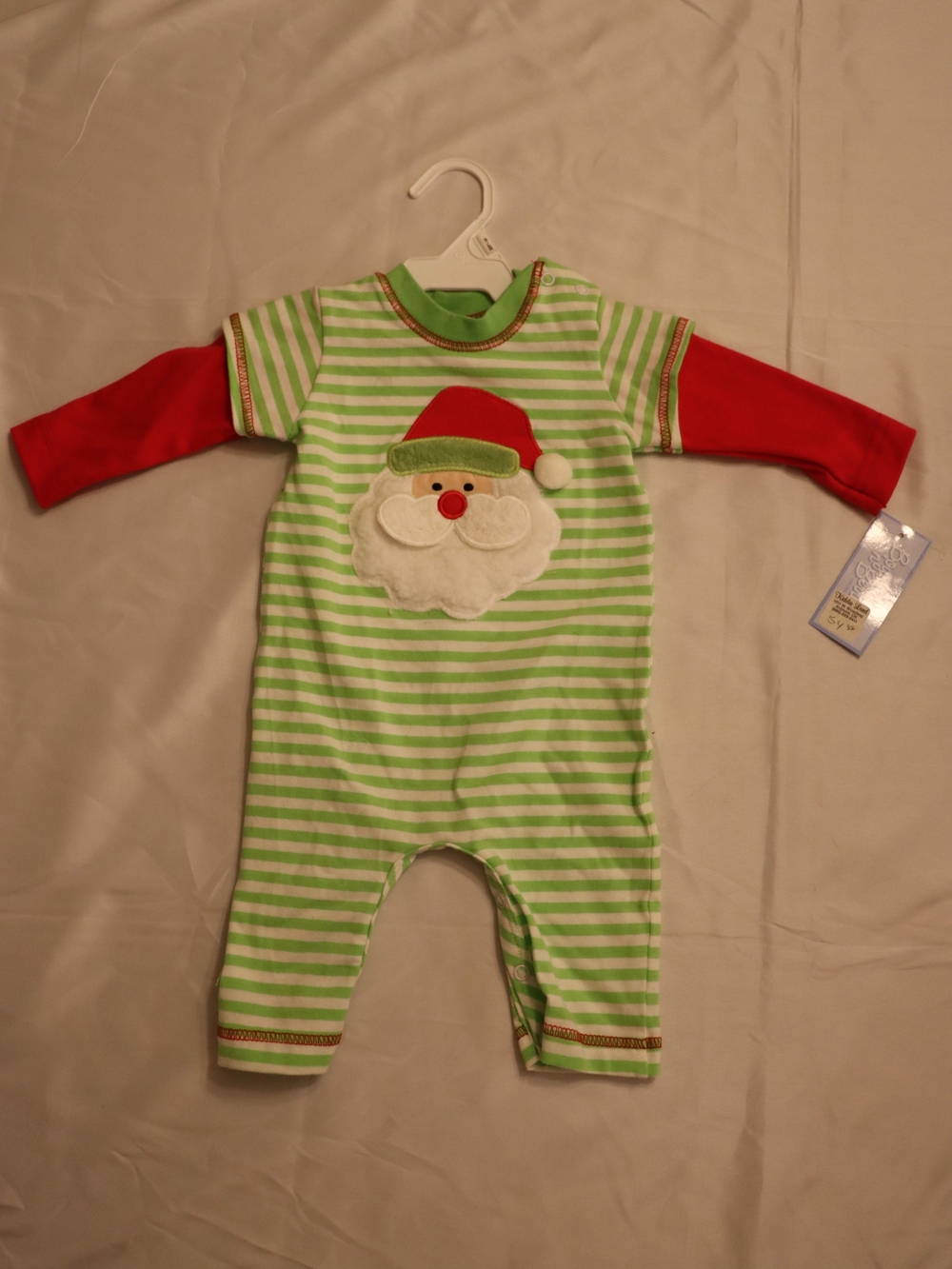 NWT Green & Red Striped Santa Baby One-Piece Bodysuit